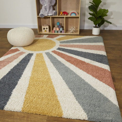 Deovian Sunshine Rainbow Shag Rug