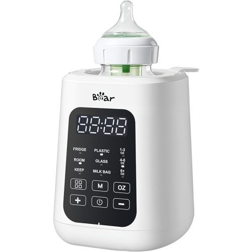 Bear Baby Bottle Warmer, Milk Warmer Breastmilk Bag Formula Fast Warming for New Born Baby Bottles, with Time Temp Control Automatic Shut Off at Home Use