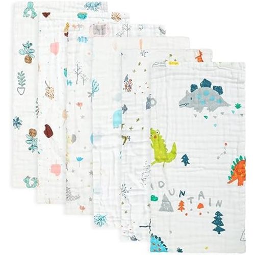 FOOK FISH Muslin Burp Cloths Premium Cotton Burping Rags for Newborn Ultra Soft and Absorbent Unisex Spit Up Rags for Boys and Girls Baby Registry Shower 20'' X 10''