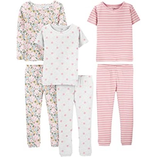 Simple Joys by Carter's Girls' 6-Piece Snug Fit Cotton Pajama Set