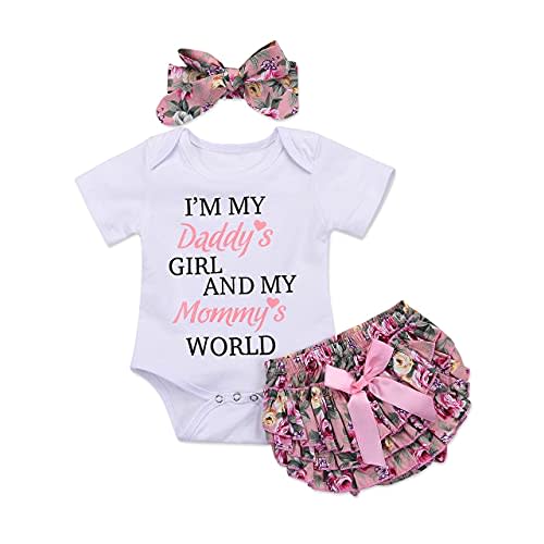 Catpapa Newborn Baby Girl Romper Jumpsuit Bodysuit +Pants Shorts+Headband Outfit Set