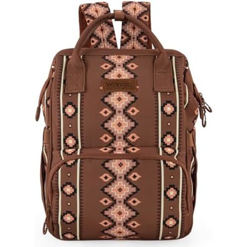 Montana West x Wrangler Aztec Travel Backpack Western Baby Bag Multi-Function Bags with Waterproof Insulated Pockets