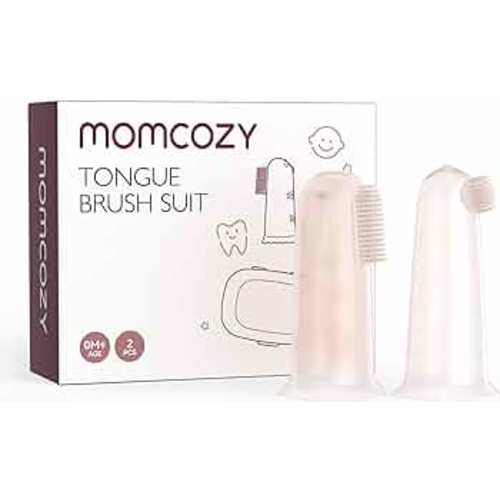 Momcozy Silicone Finger Toothbrush for Baby, Baby Finger Toothbrush for Training Teething, Infant Toothbrush, Toddler Toothbrush Baby Oral Cleaner, 2 Pcs
