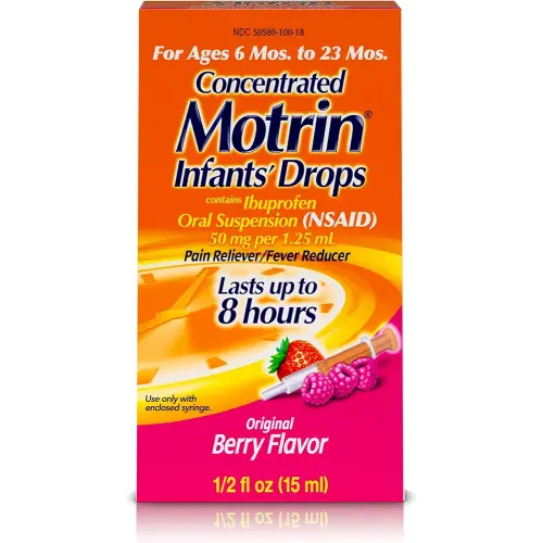 Motrin Infants Concentrated Drops, Fever Reducer, Ibuprofen, Berry Flavored, 0.5 Oz, 2 Pack