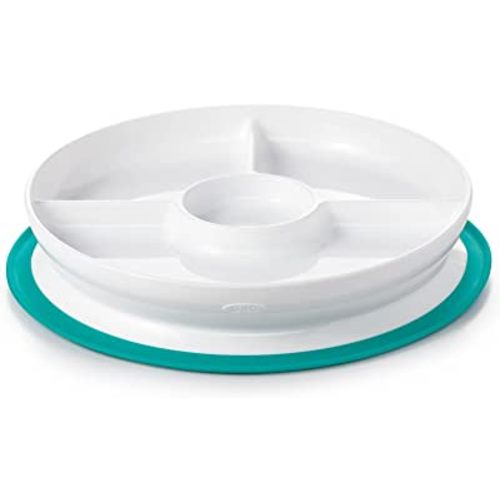 OXO Tot Stick & Stay Suction Divided Plate - Teal, 1 Count (Pack of 1)
