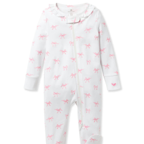 Baby's Pima Ruffle Collar Romper in Pink Stripes