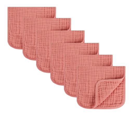 MIGIOL Baby Burp Cloth 100% Cotton Newborn Cotton Muslin Burp Cloth 10x20 inches (Pink 6 Pieces)