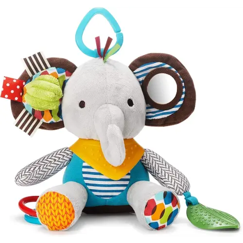 Skip Hop Bandana Buddies Baby Activity and Teething Toy with Multi-Sensory Rattle and Textures, Elephant
