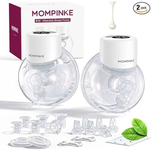 Wearable Breast Pump S12, Electric DoublePump Hands-Free Breastfeeding Pump, 12 Adjustable Suction Levels, Portable Low Noise Hospital-Grade Breast Pump with Carrying Bag, 24mm, 2 Pack, White