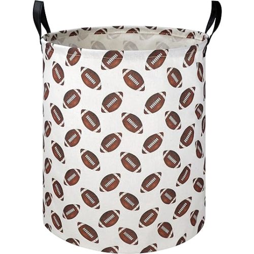 19.7" Football Laundry Basket,Kids Dirty Clothes Laundry Hamper,Waterproof Toys Storage Bin for Boys,Room Decor, Gift Baskets, Baby Nursery Hamper(Rugby)
