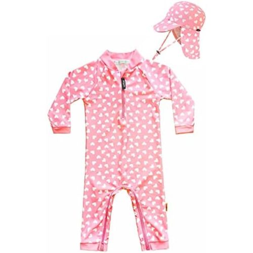 weVSwe Baby Swimsuit Girl Rash Guards Sun Protection Infant Long Slevee Bathing Suit Quick Dry with Sun Hat 0-3 Years