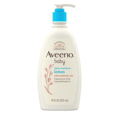 Aveeno Baby Daily Moisture Body Lotion for Sensitive Skin with Natural Colloidal Oatmeal, Suitable for Newborns, 18 FL OZ
