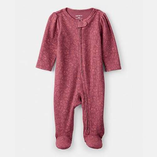 Baby Girl Carter's Floral Print Cotton Long-Sleeve 2-Way Zip Sleep & Play