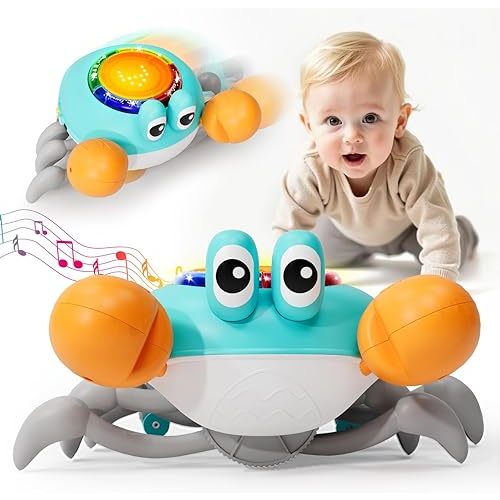 Crawling Crab Baby Toys for 6-12 Months, Baby Musical Toys for 1 Year Old Boys Girls, Tummy Time Crab for Infant Developmental, Toddlers Bilingual Learning Toys, First Easter Birthday Gifts