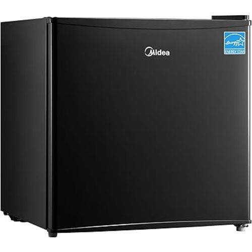 Midea WHS-65LB1 Compact Single Reversible Door Refrigerator, 1.6 Cubic Feet(0.045 Cubic Meter), Black