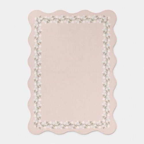 5'x7' Floral Border with Scallop Edge Dorm Area Rug Pink - Threshold™