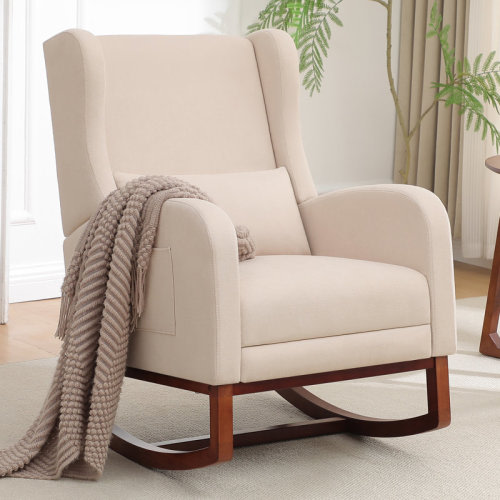 Harriet Bee Julyanna 30.1" Wide Gliders Rocking Chair with Solid Wood Leg and Footrest "& Reviews" | Wayfair