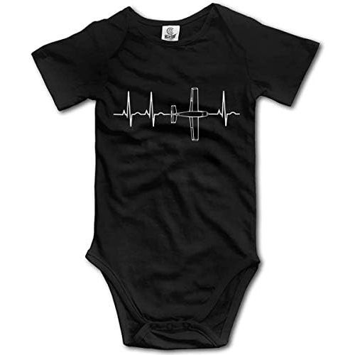 Airplane Pilot Heartbeat Cute Baby Onesie Short Sleeve Unisex Rompers Bodysuits