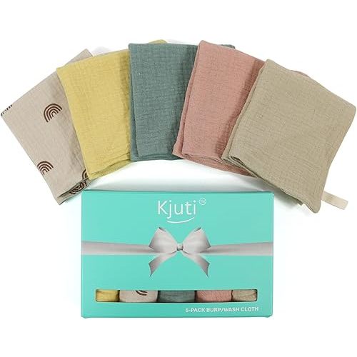 Baby Muslin 100% Cotton Burp Washcloth - 4 Layer Hypoallergenic Saliva Soothe Face Washcloths - Burp Cloths 9x9 inch -Newborn Essentials -Burp Cloths for Baby Boy and Girl (PastelBlend)