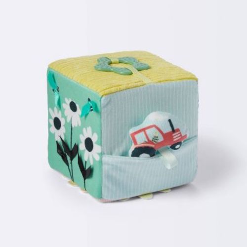 Farm Interactive Plush Cube With Chicken Rattle Baby Toy - 2pc - Cloud Island™