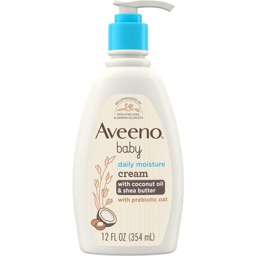 Aveeno Baby Daily Moisturizing Cream with Prebiotic Oat, Hypoallergenic Baby Lotion with Coconut Oil & Shea Butter Moisturizes Sensitive Skin for 24 Hours, Gentle Coconut Scent, 12 fl. oz