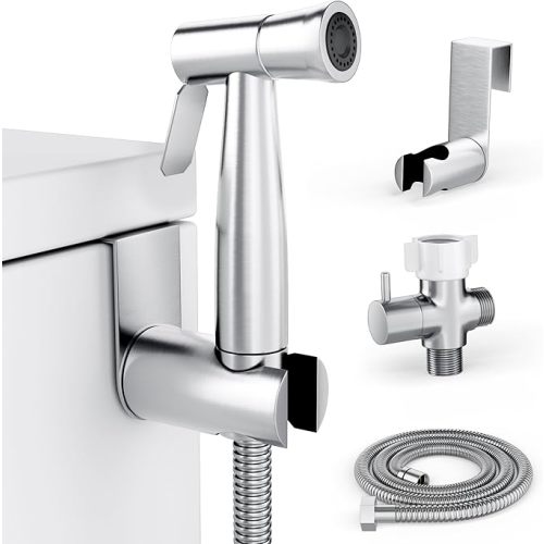 Purrfectzone Bidet Sprayer for Toilet, Handheld Sprayer Kit, Cloth Diaper Sprayer Set - Easy to Install - Stainless Steel
