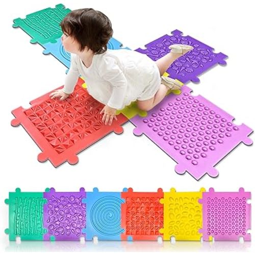 Foam Play Mat for Kids: 6 Pieces Square EVA Foam Interlocking Tile Floor Puzzle Mat, Infant and Toddler Play Mat, Soft Non-Toxic Sensory Floor Tiles for Baby Gym, Nursery, Playroom