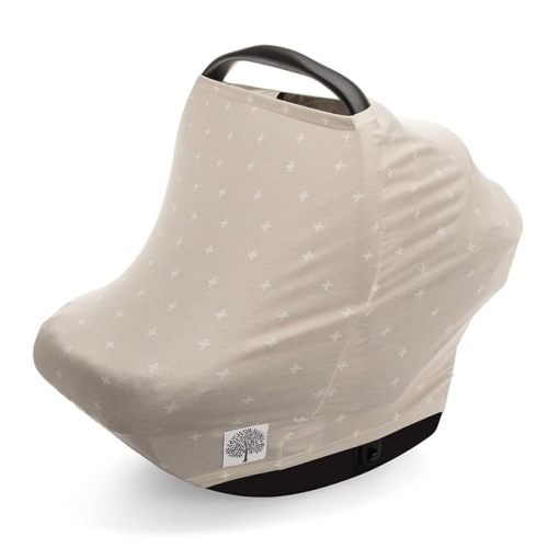 Parker Baby 4 in 1 Car Seat Cover for Girls and Boys - Stretchy Carseat Canopy, Nursing Cover, Grocery Cart Cover, High Chair Cover - "Desert"