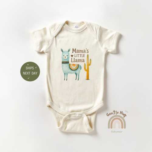 Mama's Little Llama Baby Onesie®, Mama's Bestie Baby Bodysuit, Funny Baby Boy Clothes, Cute Animal Baby Shower Gift, Natural Country Baby