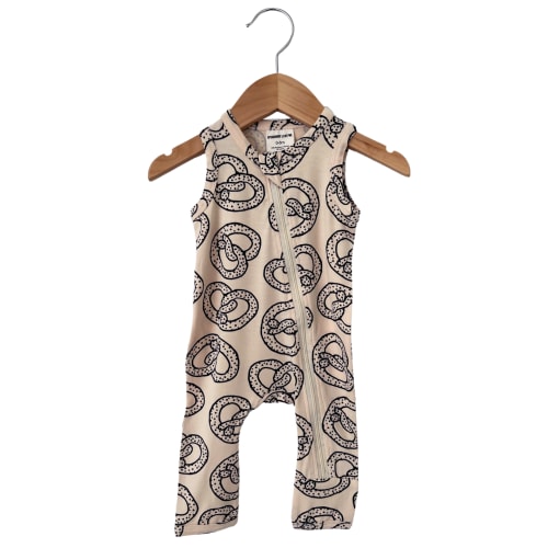 Sleeveless Zip Romper, Pretzel