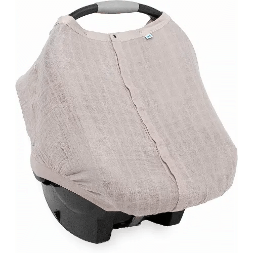 Little Unicorn 100% Cotton Muslin Car Seat Canopy | Super Soft Lightweight Cover with Window | Breathable | Magnetic Closure | Baby and Infant | Machine Washable | Shower Gift (Porpoise)