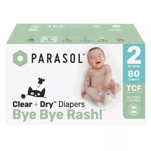 Parasol Chlorine-Free Diapers with RashShield Protection - Size 2 - 80ct