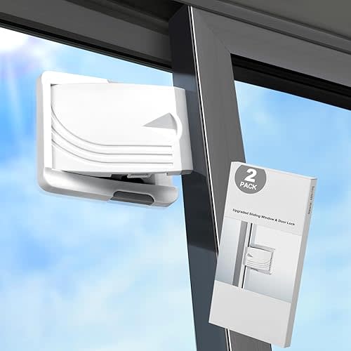 Sliding Door Lock 2 Pack, Prevent children from opening sliding doors, sliding door baby proof, Easy To Install, For Sliding Glass Doors, Sliding Windows, Sliding Closets, Etc（Grey）