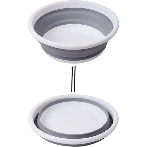 Ahyuan Collapsible Portable Wash Basin Dishpan 5L Kitchen Dish Pans Washing Basin Foldable Wash Dish Tub for Camping Supplies, Marine, Camper Accessories for Travel Trailers (Gray)