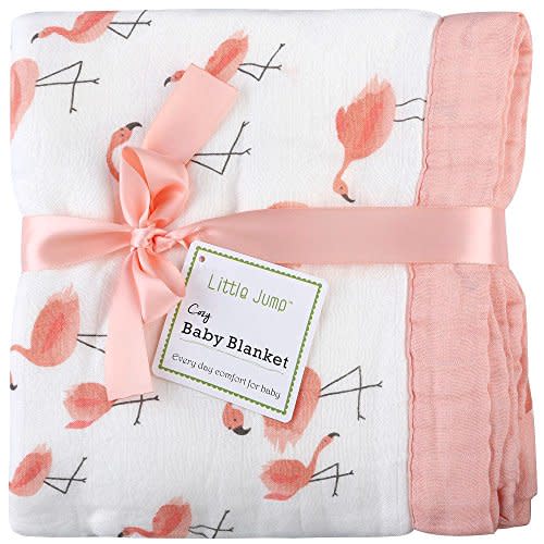 Little Jump Flamingo Baby Blanket - Silky Soft and Breathable Muslin Blankets Baby Girl Quilts- Large 47" x 47" - 2 Layers Toddler Bed Blanket (Flamingo)