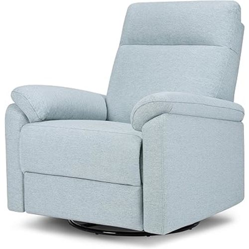 DaVinci Suzy Electronic Swivel Recliner with USB Port in Heathered Blue, GREENGUARD Gold & CertiPUR-US® Certified