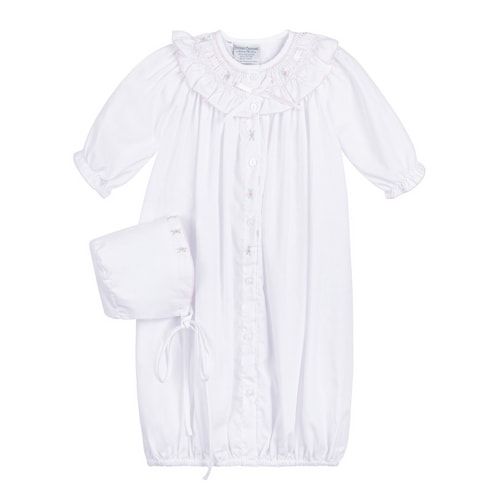 Ribbon Ruffle Smocked Take Me Home Gown with Bonnet