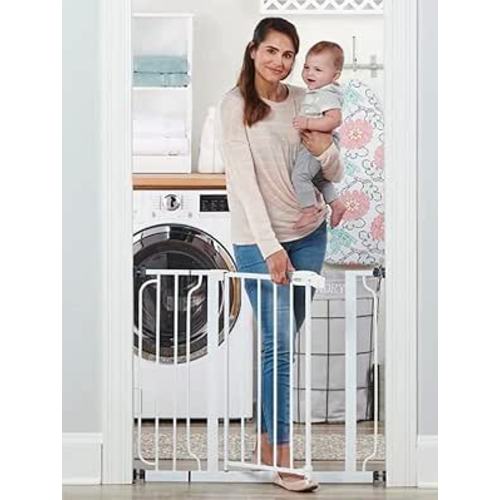 Regalo Safety 38" Baby Gate for Doorways & Bottom of Stairs, Pressure Mount Design for Babies, Toddlers & Pets, Tested & Safe for 30 Years, American Designed, American Owned, White