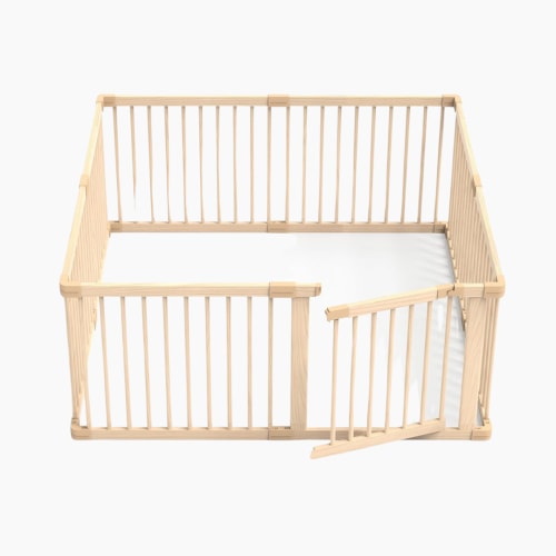 Wooden Baby Playpen, Large Size Adjustable Baby Playard for Babies and Toddlers with Safety Gate, CPC Certified Play Fence（57x57x24 Inches