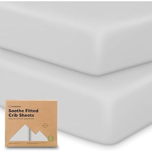 KeaBabies 2-Pack Organic Crib Sheets for Boys, Girls - 52x28 Fitted Crib Mattress Sheet Neutral, Breathable Jersey Cotton Cover for Baby Bed, Toddler Mattress, Soft & Cute Prints (French Gray)