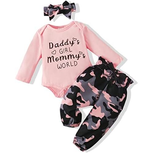 Renotemy Newborn Baby Girl Clothes Outfits Infant Romper Ruffle Floral Pants Cute Toddler Baby Girl Clothes Set