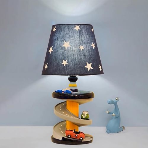 Table Lamp, Adorable 14 Inch Racing Road Style Kids Desk Lamp, Car Bedside Lamp Ideal for Children's Bedroom Decor, Includes LED Bulb, speed track, HB-LFL905
