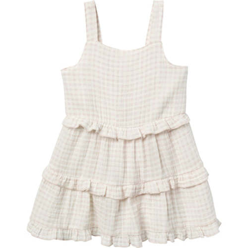 Infant &amp; Toddler Girls Tan Gingham Gauze Dress