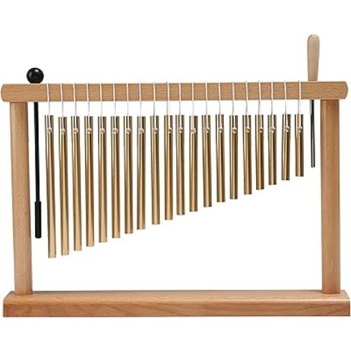 20-Note Chime Bar Table Top Wind Chime Music Percussion Instrument with Mallet, Golden
