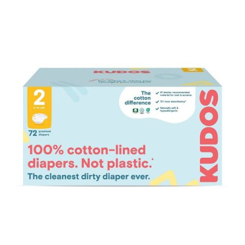 Kudos Chlorine Free Cotton-lined Disposable Diapers - Size 1 - 76ct
