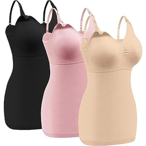 Angelhood Maternity Nursing Tank Tops for Breastfeeding,Womens Nursing Maternity Cami Built in Bra Sleep Bra