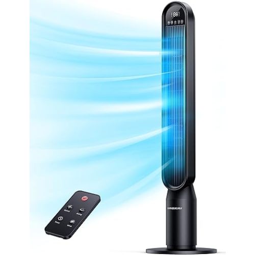 VAGKRI Tower Fan 42" Oscillating Tower Fan with 4 Modes, 4 Wind Speeds, 15H Timers, 90°Oscillation & 135° Vertical, Standing Fans for Home Bedroom Living Room Office, Powerful Floor Fan with Remote