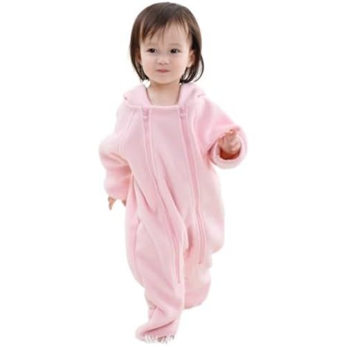 Infant One Piece Zip-Up Hoodie Polar Fleece Spring Fall Outfit Coat 0-18 Months