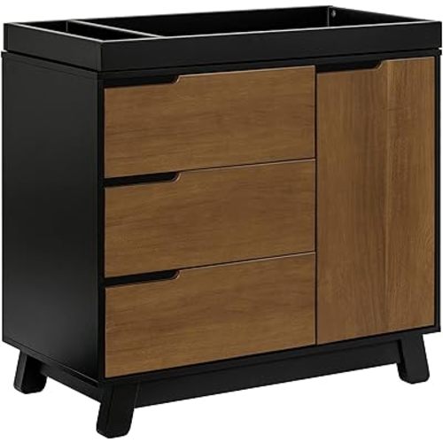Babyletto Hudson Changing Table Dresser Combo w/Removable Tray - GREENGUARD Gold Certified 3-Drawer Baby Dresser with Table Top & Side Cabinet - Diaper Changing Station for Nursery, Easy to Assemble