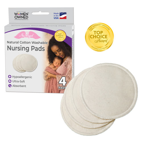 NuAngel Cotton Washable and Reuseable Nursing Pads, 4 Count, Color